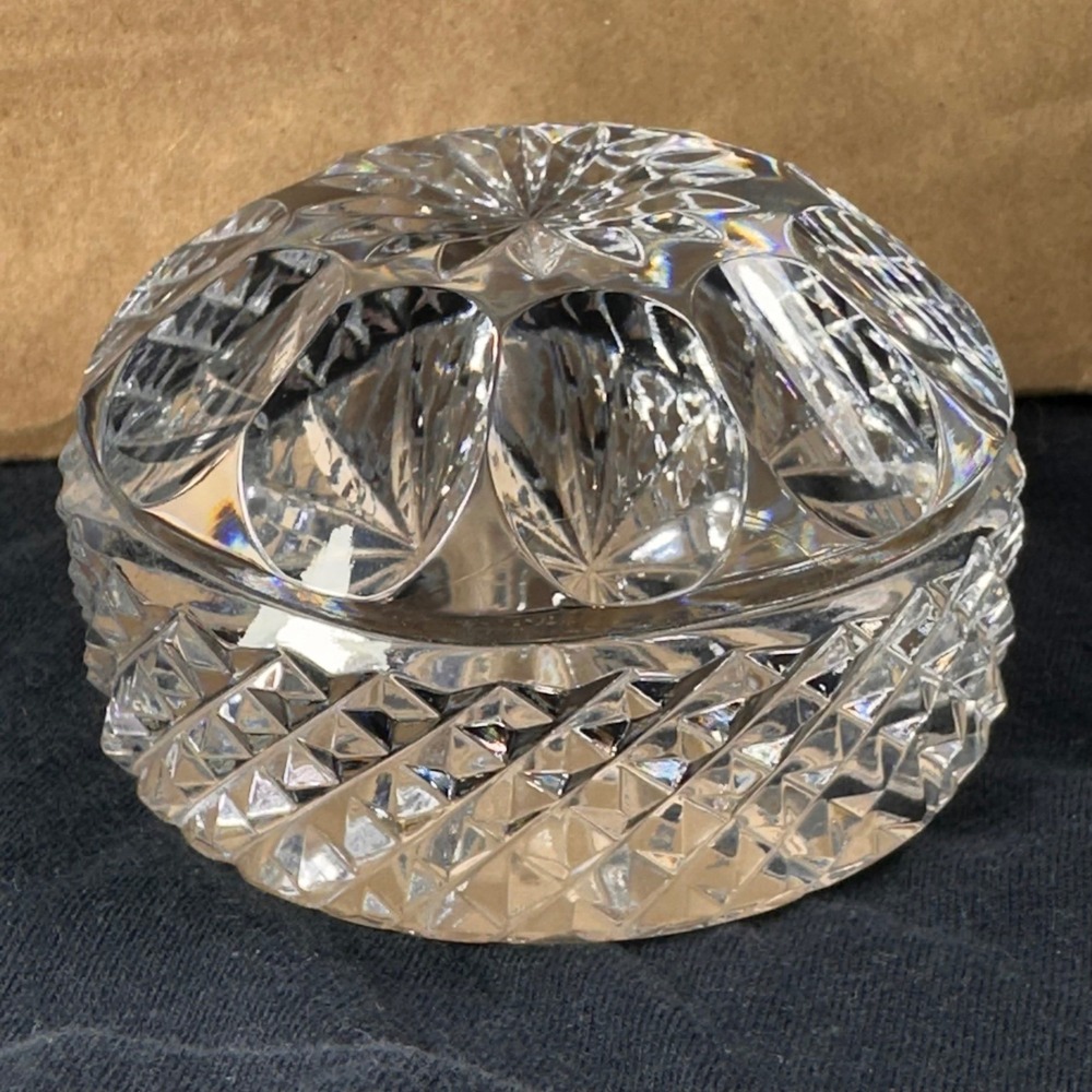 Vintage Heavy Lead Crystal Starburst Paperweight 3"‎ Round 1 lb Waterford Style